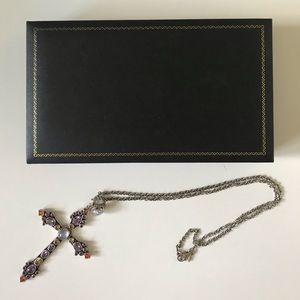 Sterling Cross w/Semi Precious Stones Necklace